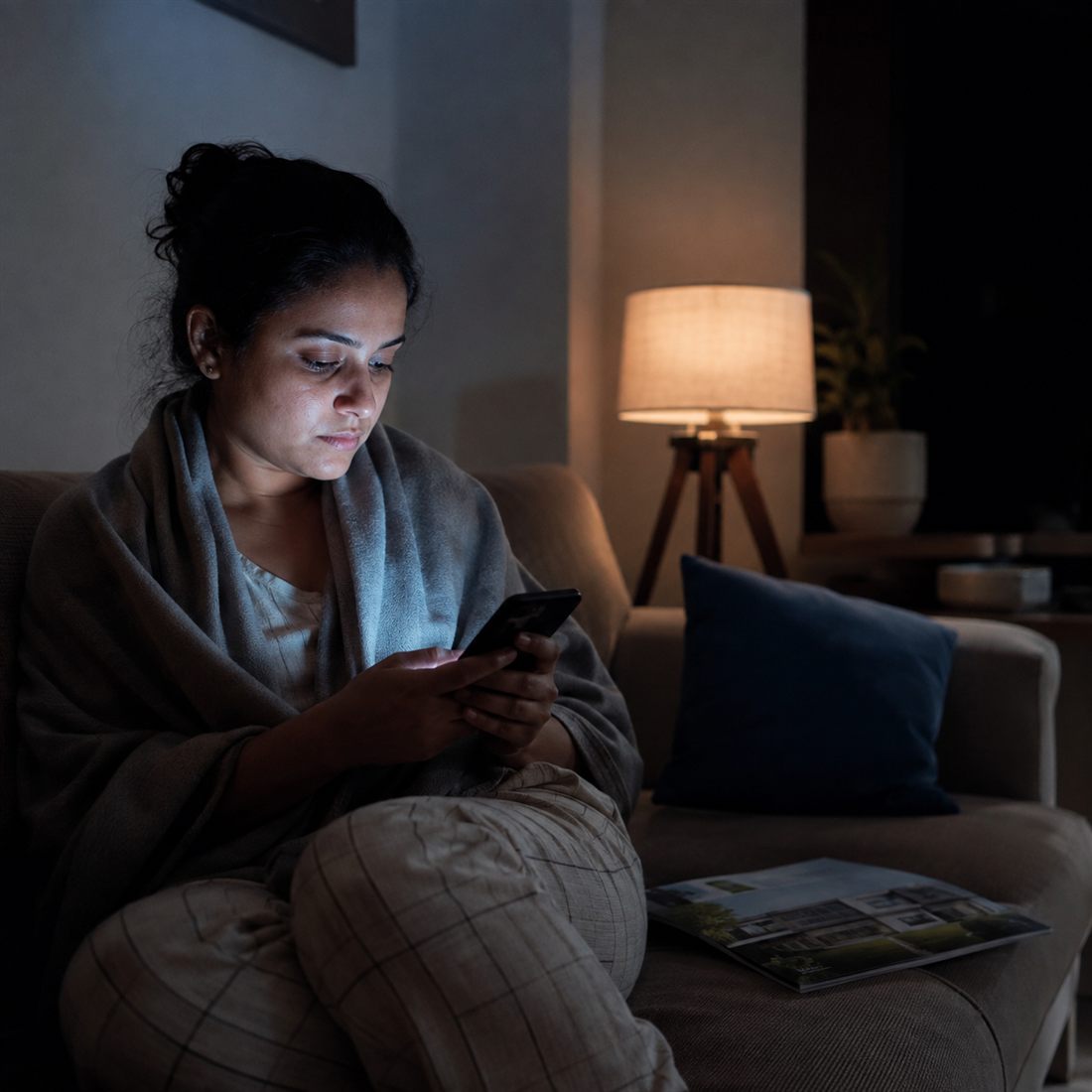 A buyer browsing property listings late at night