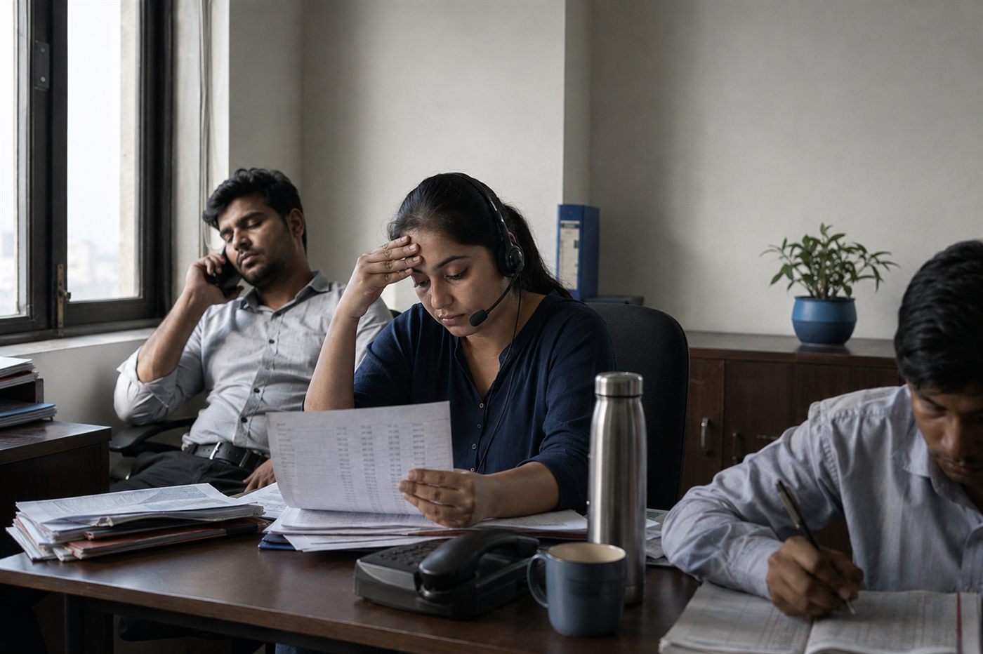 A small real estate sales team at the end of a working day